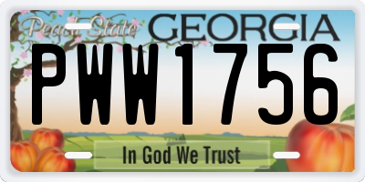 GA license plate PWW1756