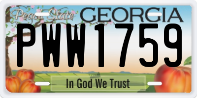 GA license plate PWW1759