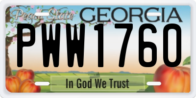 GA license plate PWW1760