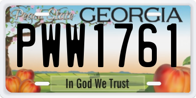 GA license plate PWW1761