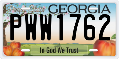 GA license plate PWW1762