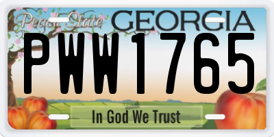 GA license plate PWW1765