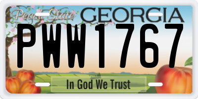GA license plate PWW1767