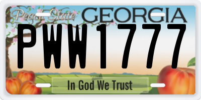 GA license plate PWW1777