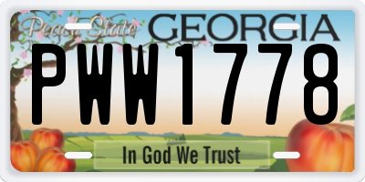 GA license plate PWW1778