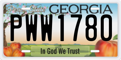 GA license plate PWW1780