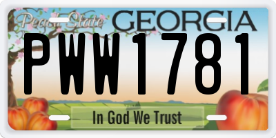 GA license plate PWW1781