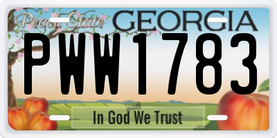 GA license plate PWW1783