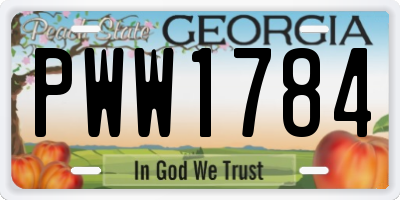GA license plate PWW1784