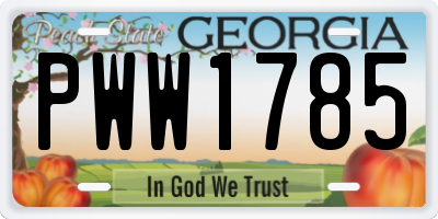 GA license plate PWW1785