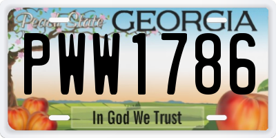 GA license plate PWW1786