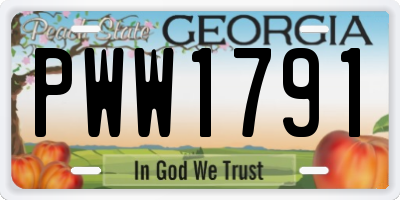 GA license plate PWW1791
