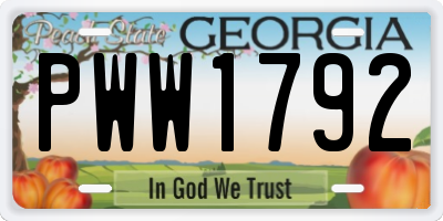 GA license plate PWW1792