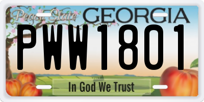 GA license plate PWW1801