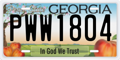 GA license plate PWW1804