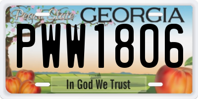 GA license plate PWW1806