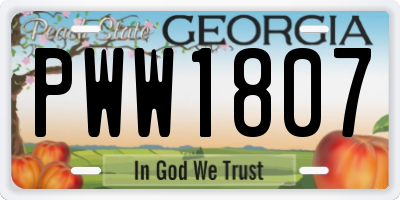 GA license plate PWW1807