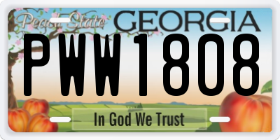 GA license plate PWW1808