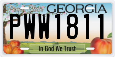 GA license plate PWW1811