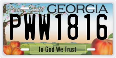 GA license plate PWW1816