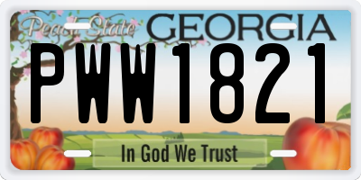 GA license plate PWW1821