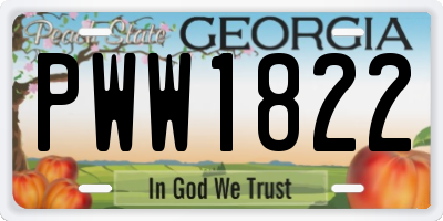 GA license plate PWW1822