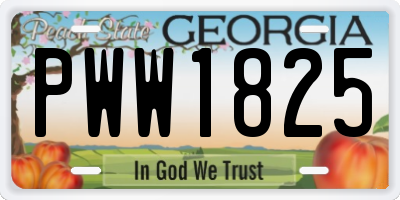 GA license plate PWW1825