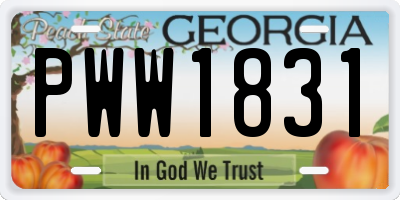 GA license plate PWW1831