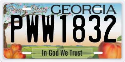 GA license plate PWW1832