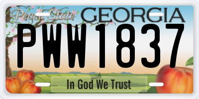 GA license plate PWW1837