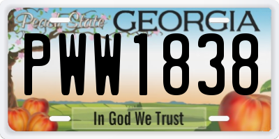 GA license plate PWW1838