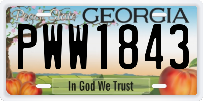 GA license plate PWW1843