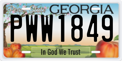 GA license plate PWW1849