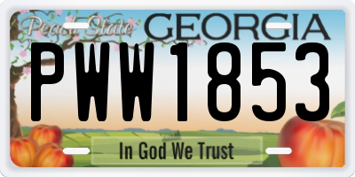 GA license plate PWW1853
