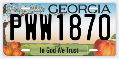 GA license plate PWW1870