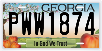 GA license plate PWW1874