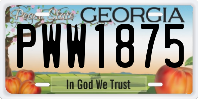 GA license plate PWW1875