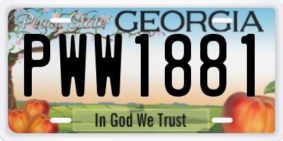 GA license plate PWW1881