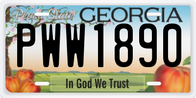 GA license plate PWW1890