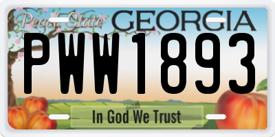 GA license plate PWW1893