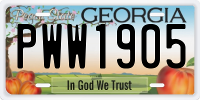 GA license plate PWW1905