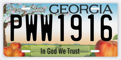 GA license plate PWW1916
