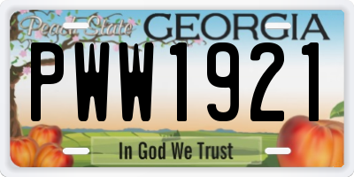 GA license plate PWW1921