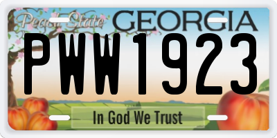 GA license plate PWW1923