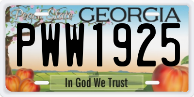 GA license plate PWW1925