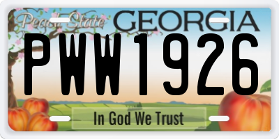 GA license plate PWW1926