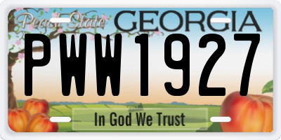 GA license plate PWW1927
