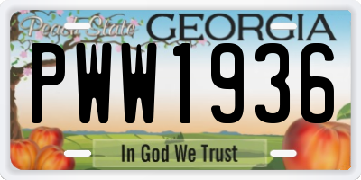GA license plate PWW1936