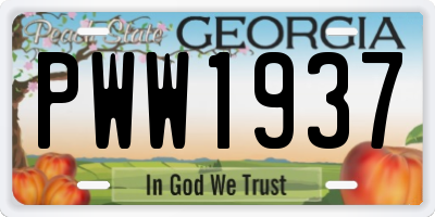 GA license plate PWW1937