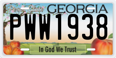 GA license plate PWW1938